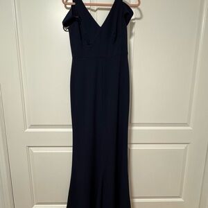 Calvin Klein Blue Sleeveless V-Neck Maxi Gown